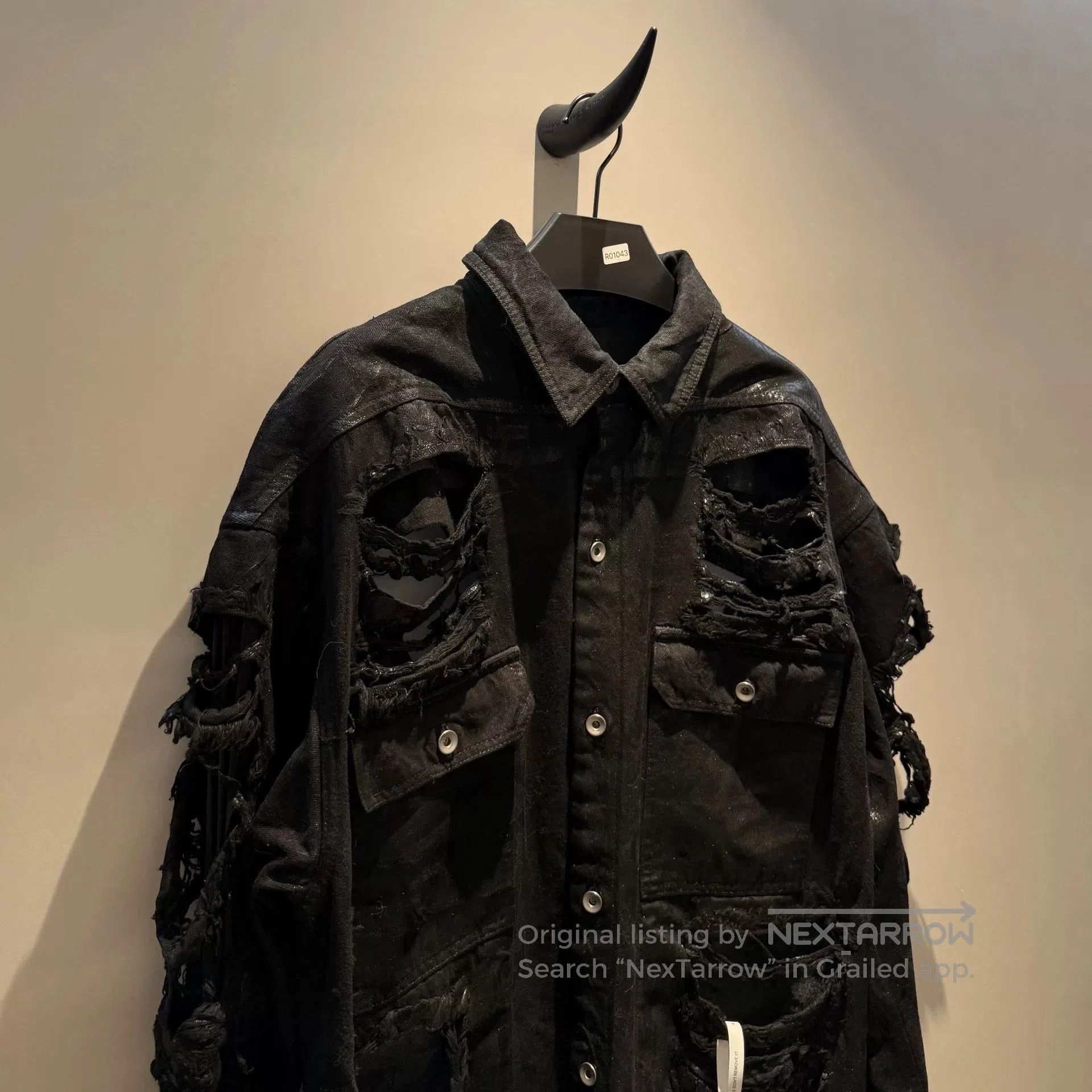 Rick Owens Drkshdw Rick Owens Waxed Distressed Jacket. Size US M / EU 48-50 / 2 - 2 Thumbnail