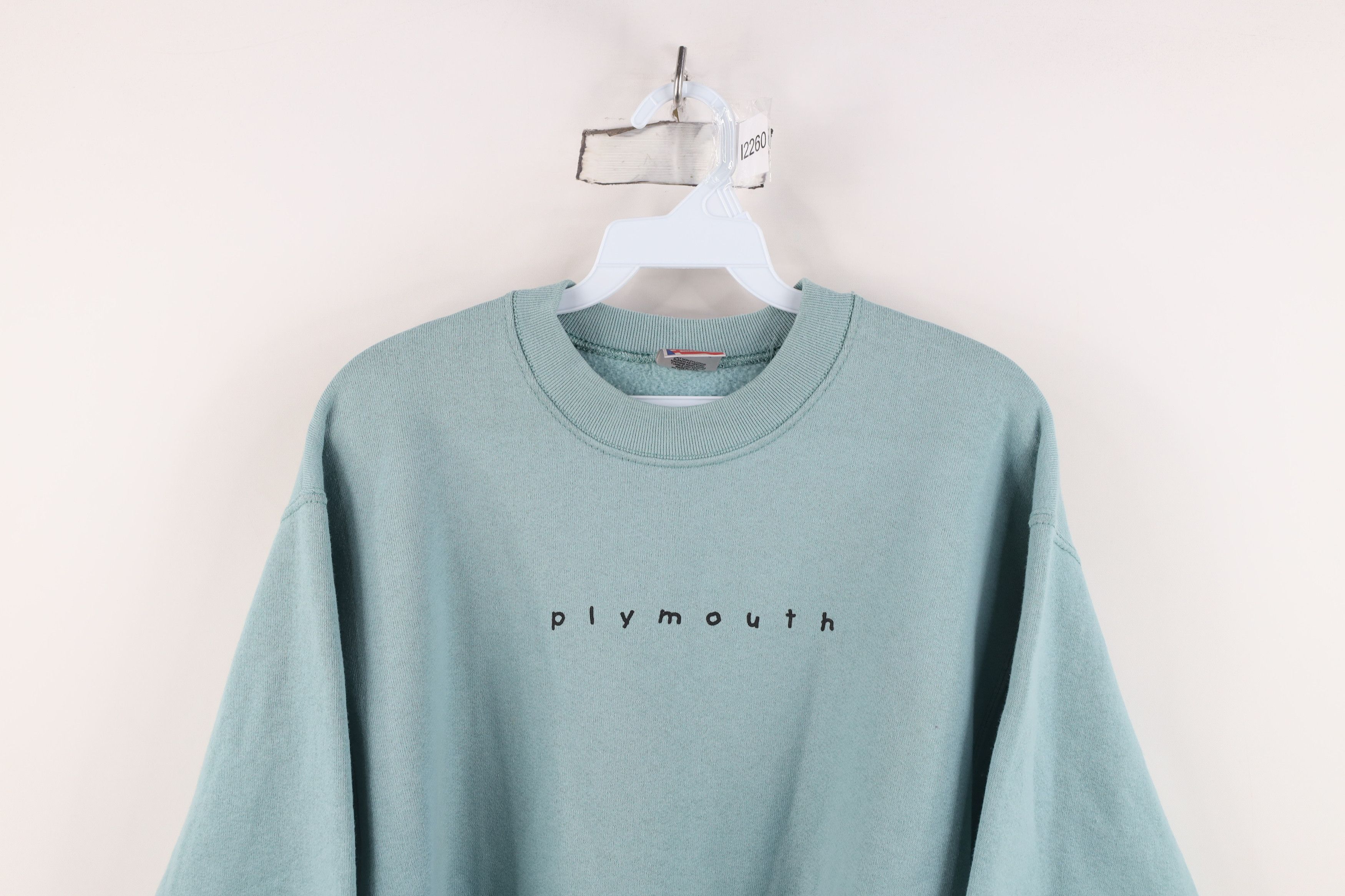 Vintage Vintage 90s Streetwear Plymouth Sweatshirt Teal USA Size M / US 6-8 / IT 42-44 - 2 Thumbnail