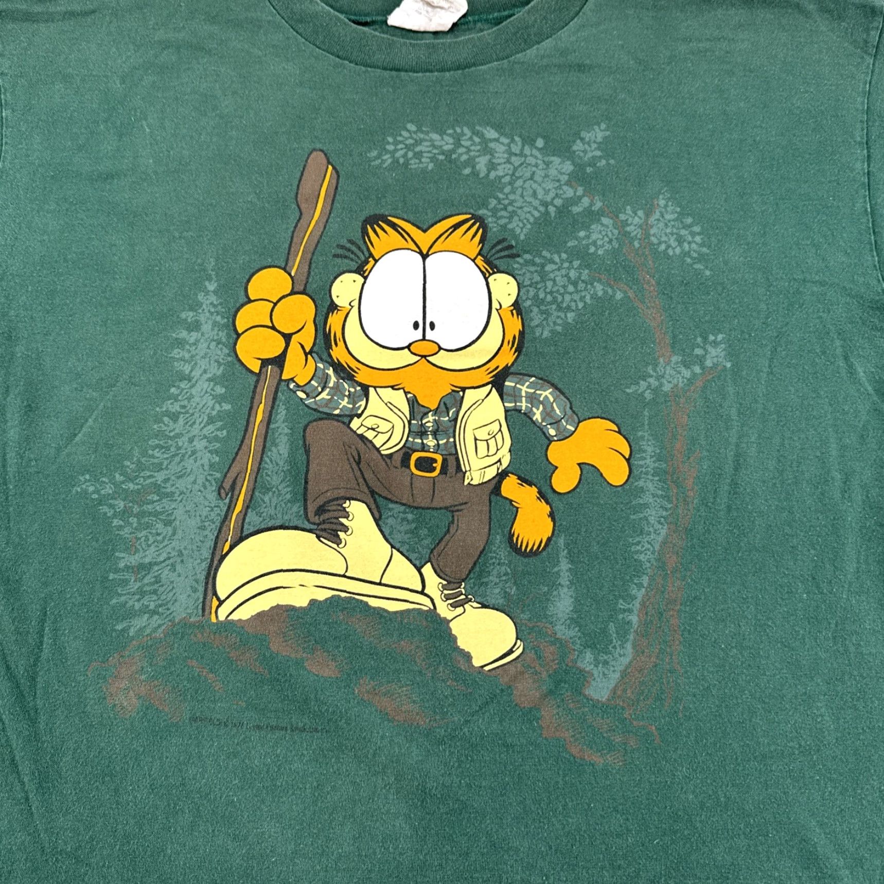 Vintage VINTAGE Garfield 90s Cartoon T-Shirt Green One Size Mens Unisex Adults Ross International Short Sleeve Crew Neck Cotton Graphic Print Tee Size US M / EU 48-50 / 2 - 2 Thumbnail