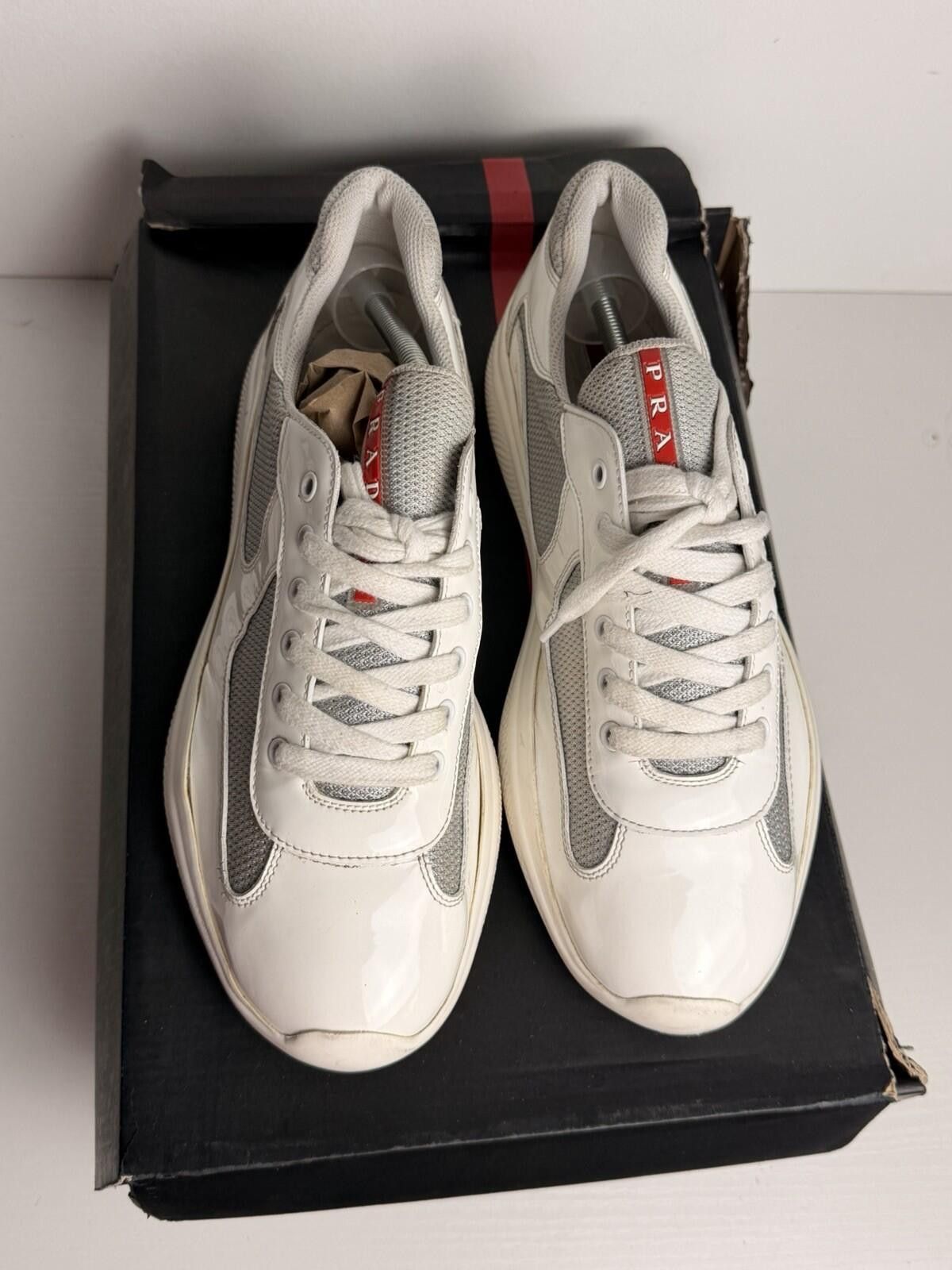 Prada Prada America’s Cup Sneakers White Leather & Mesh SZ 9 Good Size US 9 / EU 42 - 2 Thumbnail