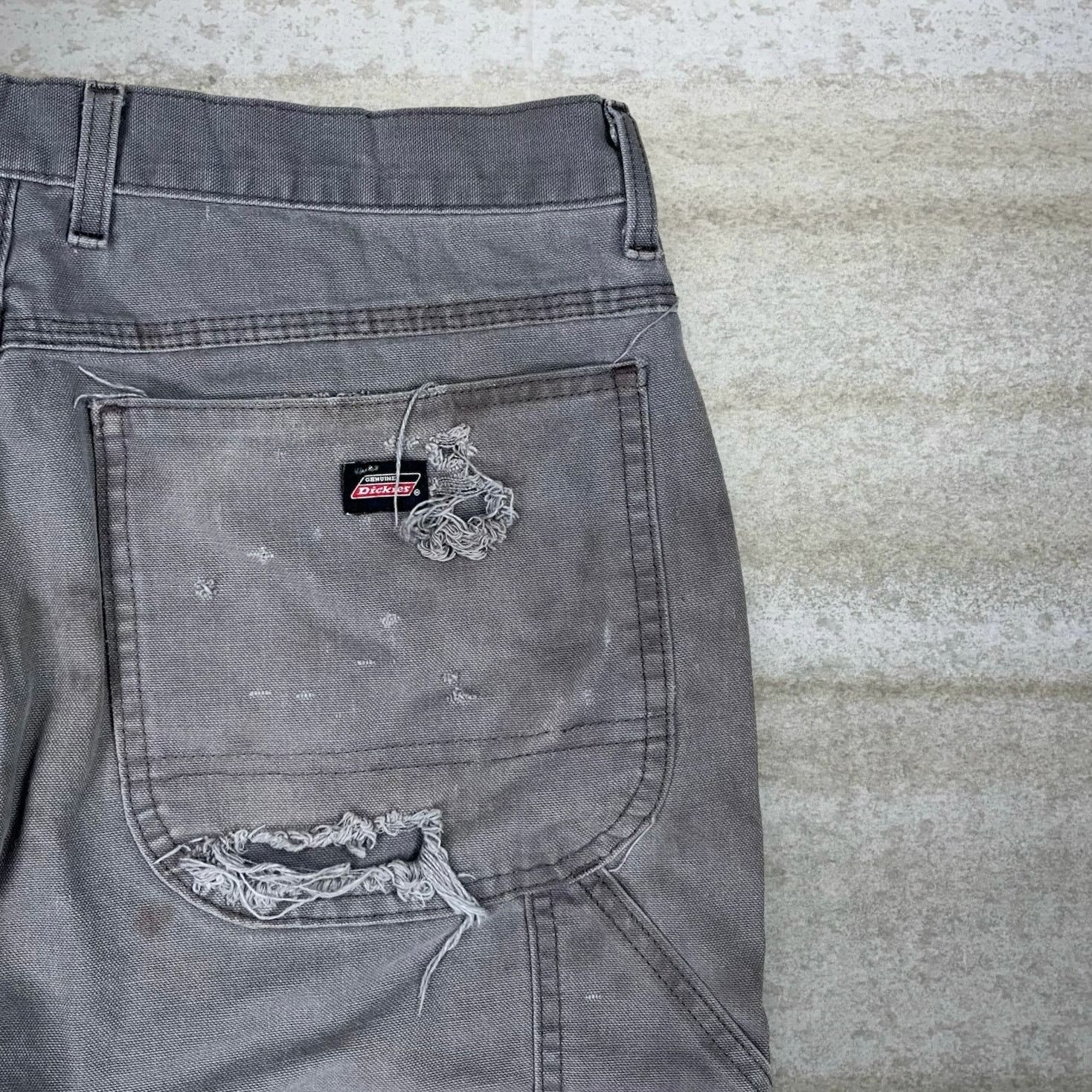Dickies Vintage 90s Dickies Carpenter Pants 32x32 Baggy Grey Canvas Size US 32 / EU 48 - 3 Thumbnail