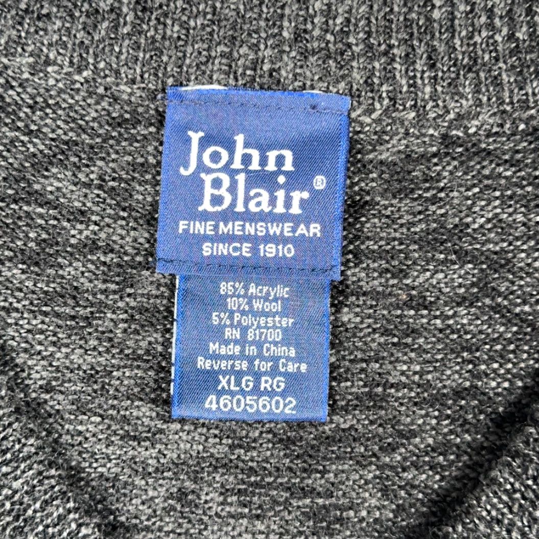 Blair VINTAGE John Blair Sweater Vest Shirt XL Gray Black Wool Blend 90s Mens Size US XL / EU 56 / 4 - 4 Thumbnail