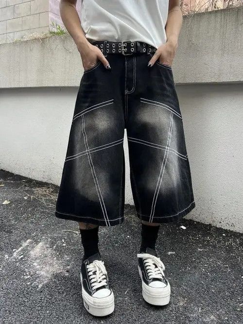 Japanese Brand WASHED opium jorts GOTHIC punk Y2K Size US 36 / EU 52 - 1 Thumbnail