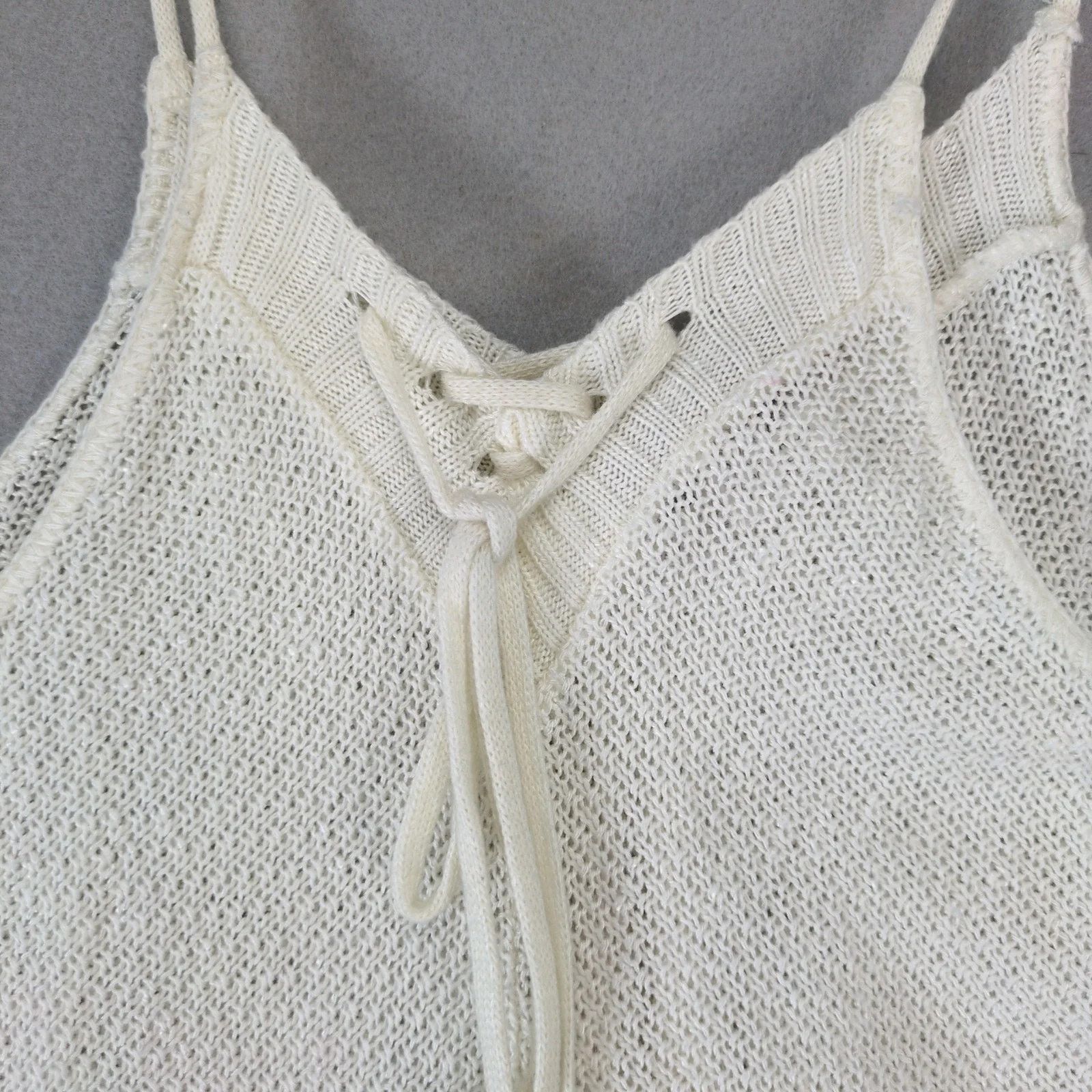 Other Madberry Ivory Knit Poncho Tank Top Womens L Corset Tie Neck Size L / US 10 / IT 46 - 8 Thumbnail