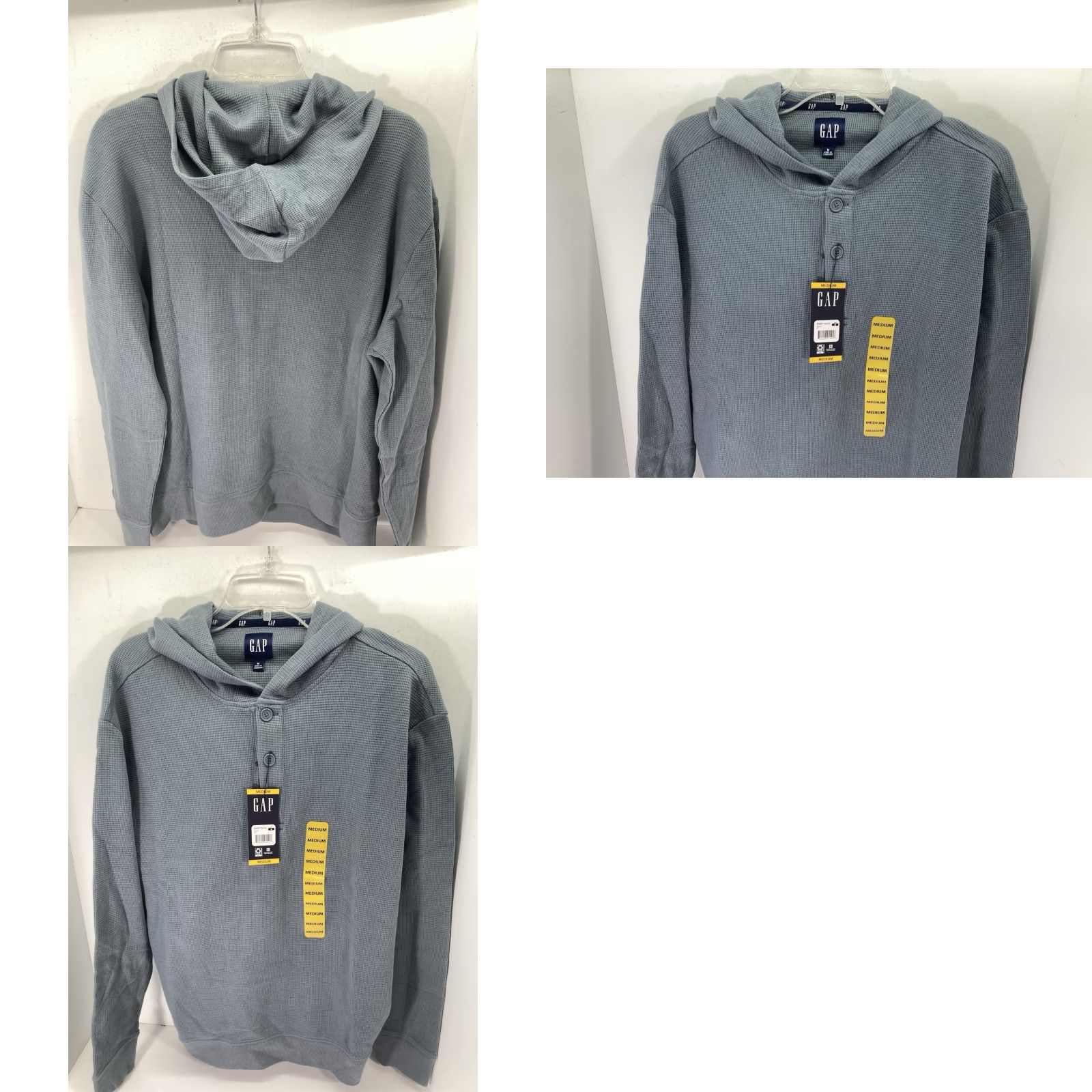 Gap VINTAGE Gap Waffle Henley Hoodie Shirt Men Medium Gray Long Sleeve Pullover Casual NWT Size US M / EU 48-50 / 2 - 9 Thumbnail