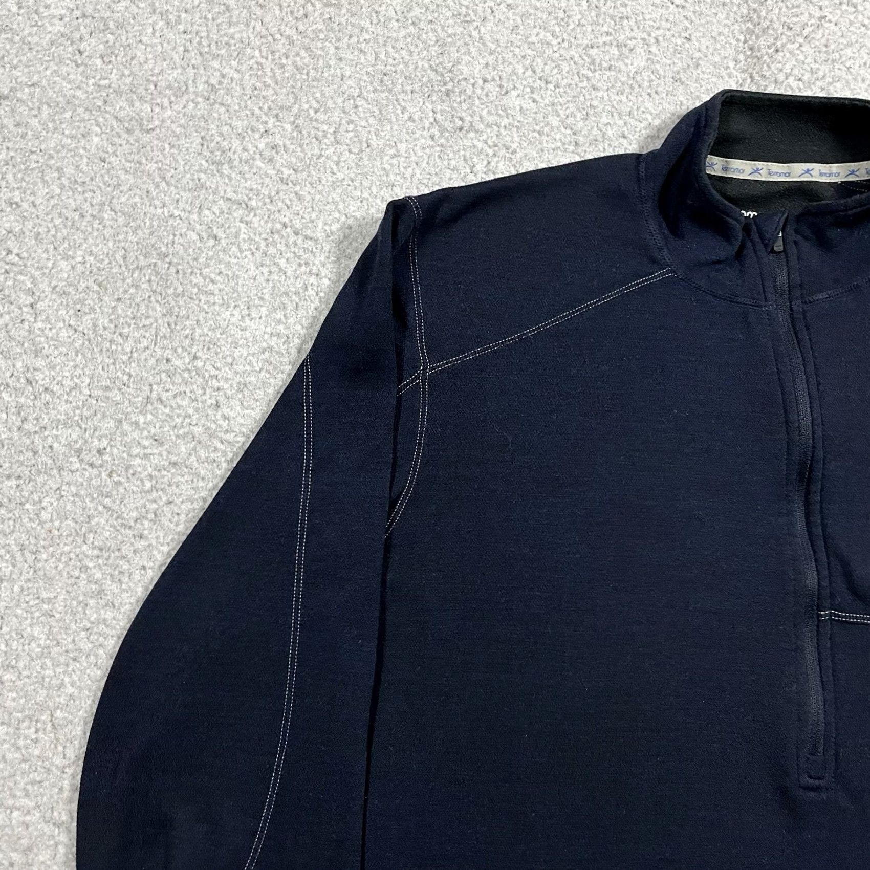 Layer 8 Terramar 1/4 Zip Mens L Base Layer Pullover Climasense Outdoor Thermal Wool Blue Shirt/Top Size US L / EU 52-54 / 3 - 7 Thumbnail