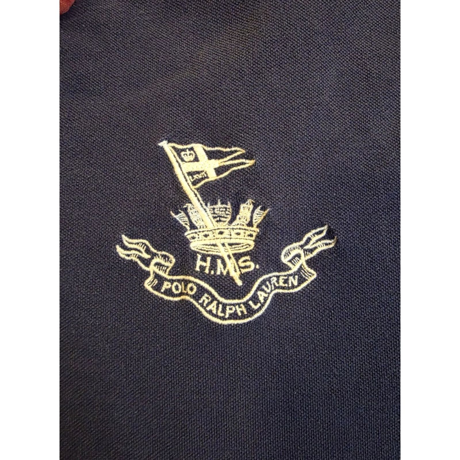 Polo Ralph Lauren VINTAGE Polo Ralph Lauren HMS Crest Rugby Polo Navy XL Men Short Sleeve Pullover Knit 100% Cotton Nautical 90s Preppy Casual Classic Mens Size US XL / EU 56 / 4 - 4 Thumbnail