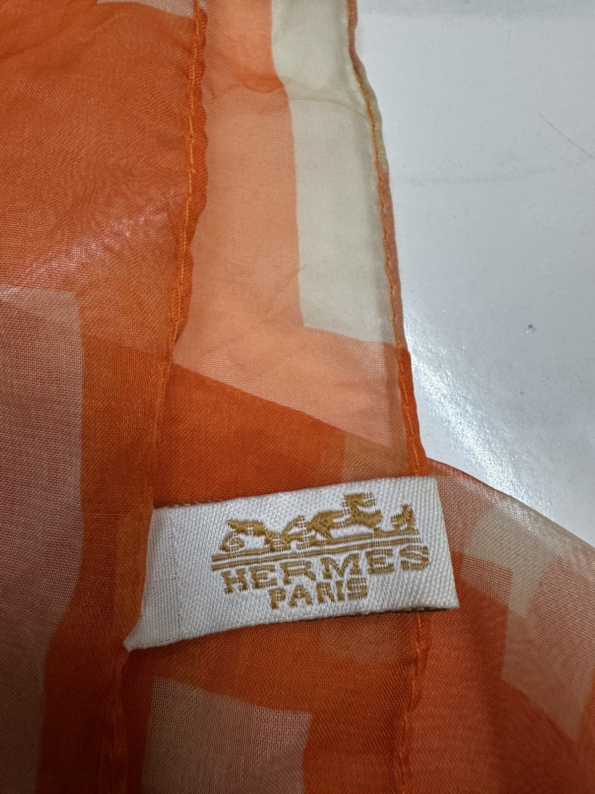 Hermes Hermès orange silk chiffon long scarf Size ONE SIZE - 7 Thumbnail