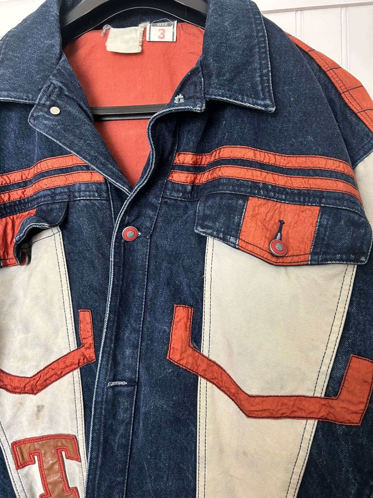 Other Vintage baseball Denim Jacket Patchwork 23 Y2K Distressed Size US L / EU 52-54 / 3 - 3 Thumbnail