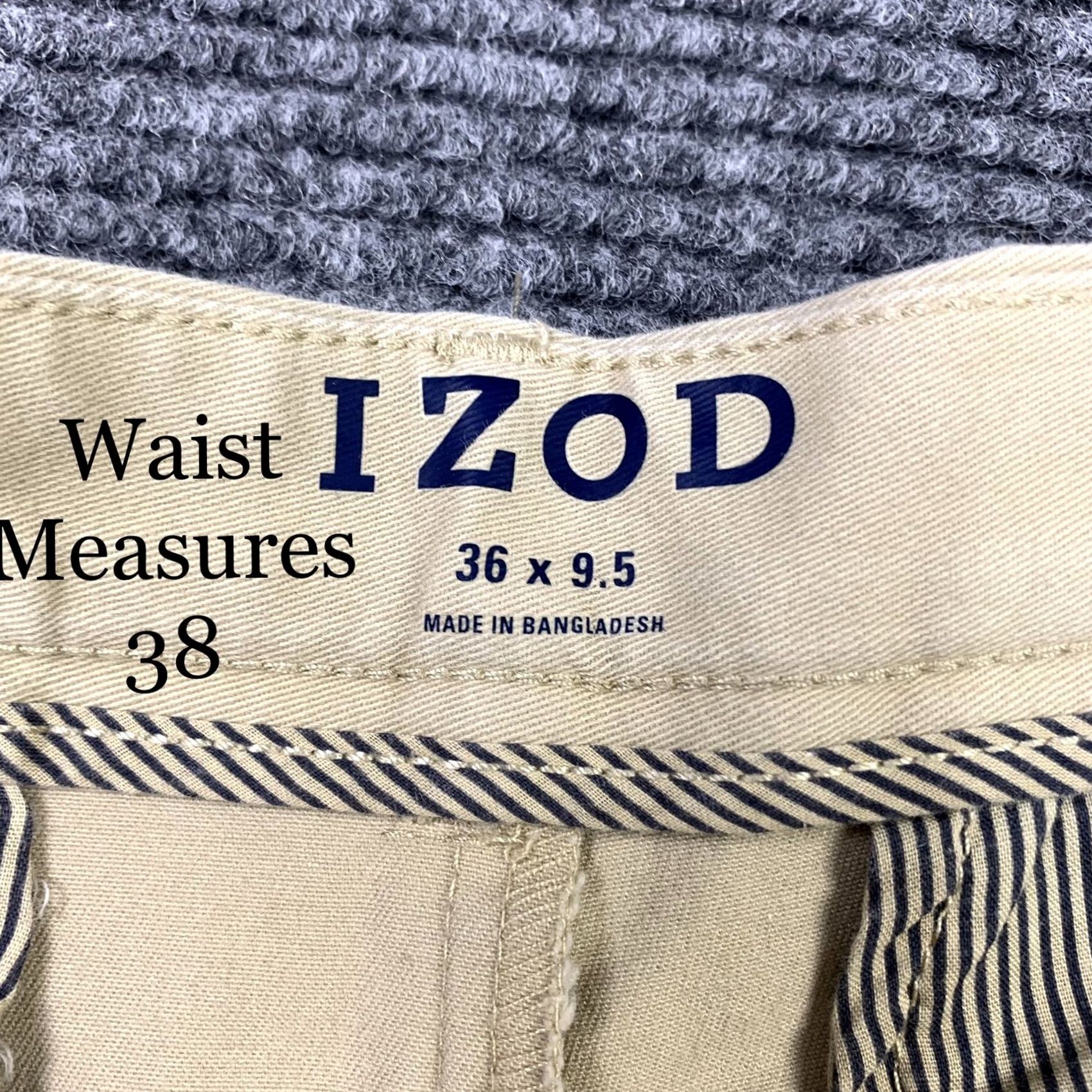 Izod VINTAGE Izod Mens Size 38 Khaki Flat Front Chino Shorts Casual Classy Dressy Golf Size US 38 / EU 54 - 2 Thumbnail