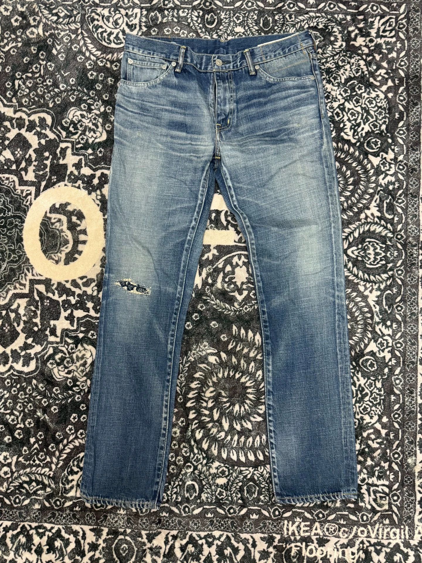 Visvim Visvim 17SS Spot 04D10 Black cashew flower patch destroys jeans Size US 34 / EU 50 - 1 Thumbnail