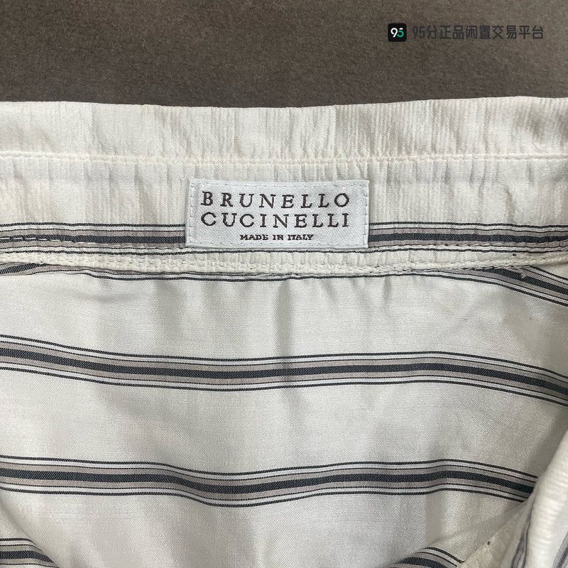 Brunello Cucinelli Brunello Cucinelli Striped Beaded Long Shirt Size US L / EU 52-54 / 3 - 1 Thumbnail