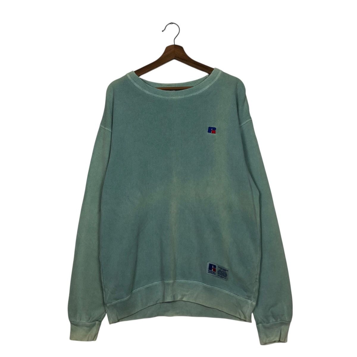 Japanese Brand Vintage Russell Athletic Green Sweatshirt FadedWash Crewneck Size US M / EU 48-50 / 2 - 2 Thumbnail