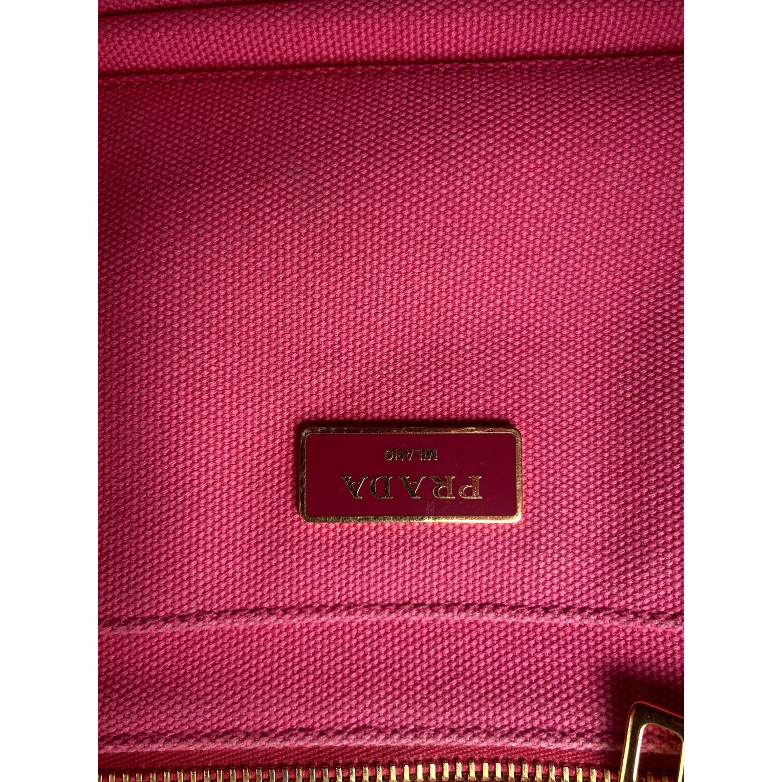 Prada Prada Pink Canapa Canvas Logo Print Tote Size ONE SIZE - 15 Thumbnail