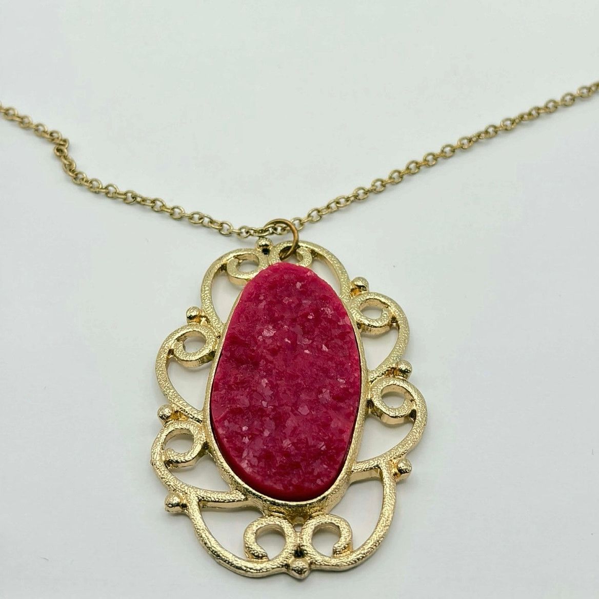 Other Gold & Pink Stone Necklace Size ONE SIZE - 2 Thumbnail