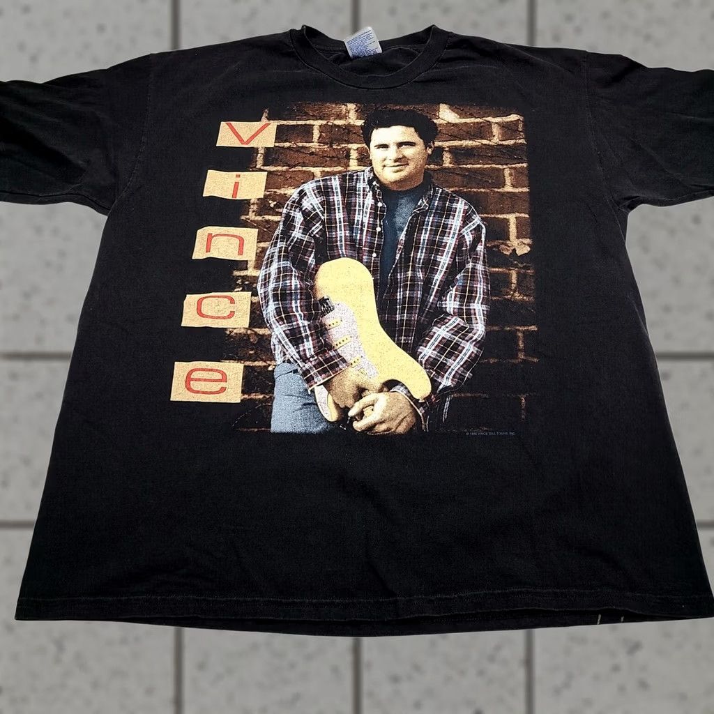 Hanes VINTAGE Vince Gill 1995 Concert Tour T-Shirt Men XL Black Hanes Crew Neck Short Sleeve Graphic Print Music 90s Shirt Mens Size US XL / EU 56 / 4 - 1 Thumbnail