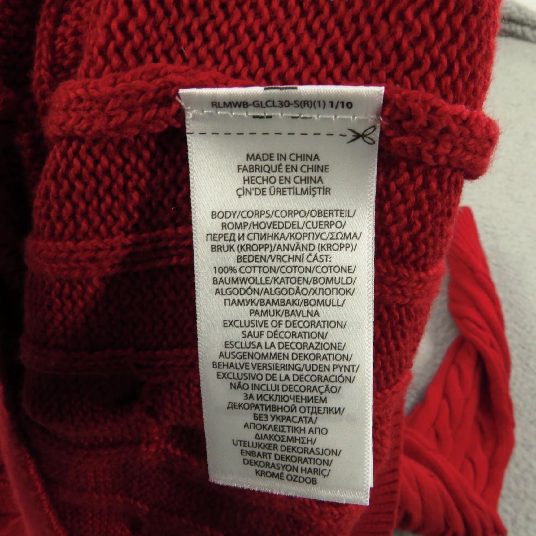 Polo Ralph Lauren Sweater Mens Large Red 1/4 Zip Pullover Cableknit Navy Pony