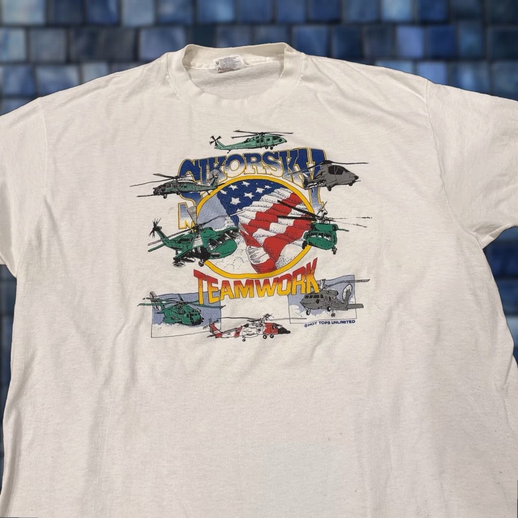 Hanes VINTAGE Sikorsky Aircraft Mens XL TShirt Helicopters Black Hawk Seahawk Tee Size US XL / EU 56 / 4 - 1 Thumbnail