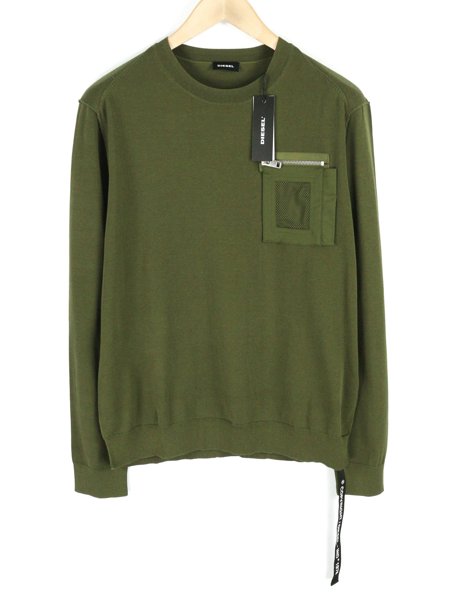 Diesel K-NAVAJO L Green Crew Knit Patch Jumper 40129 Size US L / EU 52-54 / 3 - 1 Thumbnail
