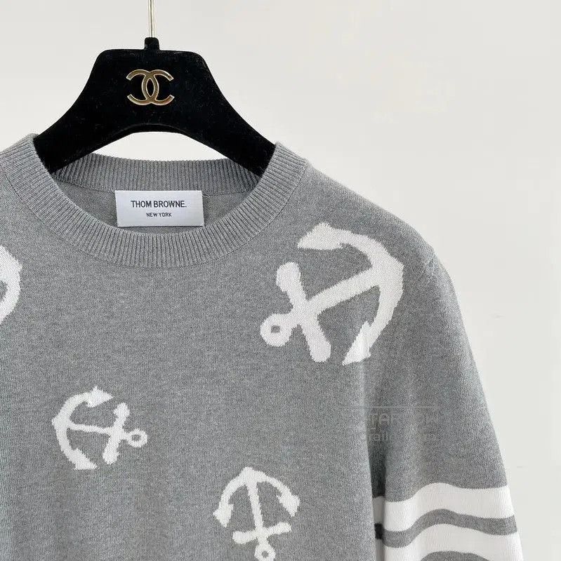 Thom Browne Thom Browne Gray Cotton Striped Long Sleeve Sweater . Size M / US 6-8 / IT 42-44 - 3 Thumbnail