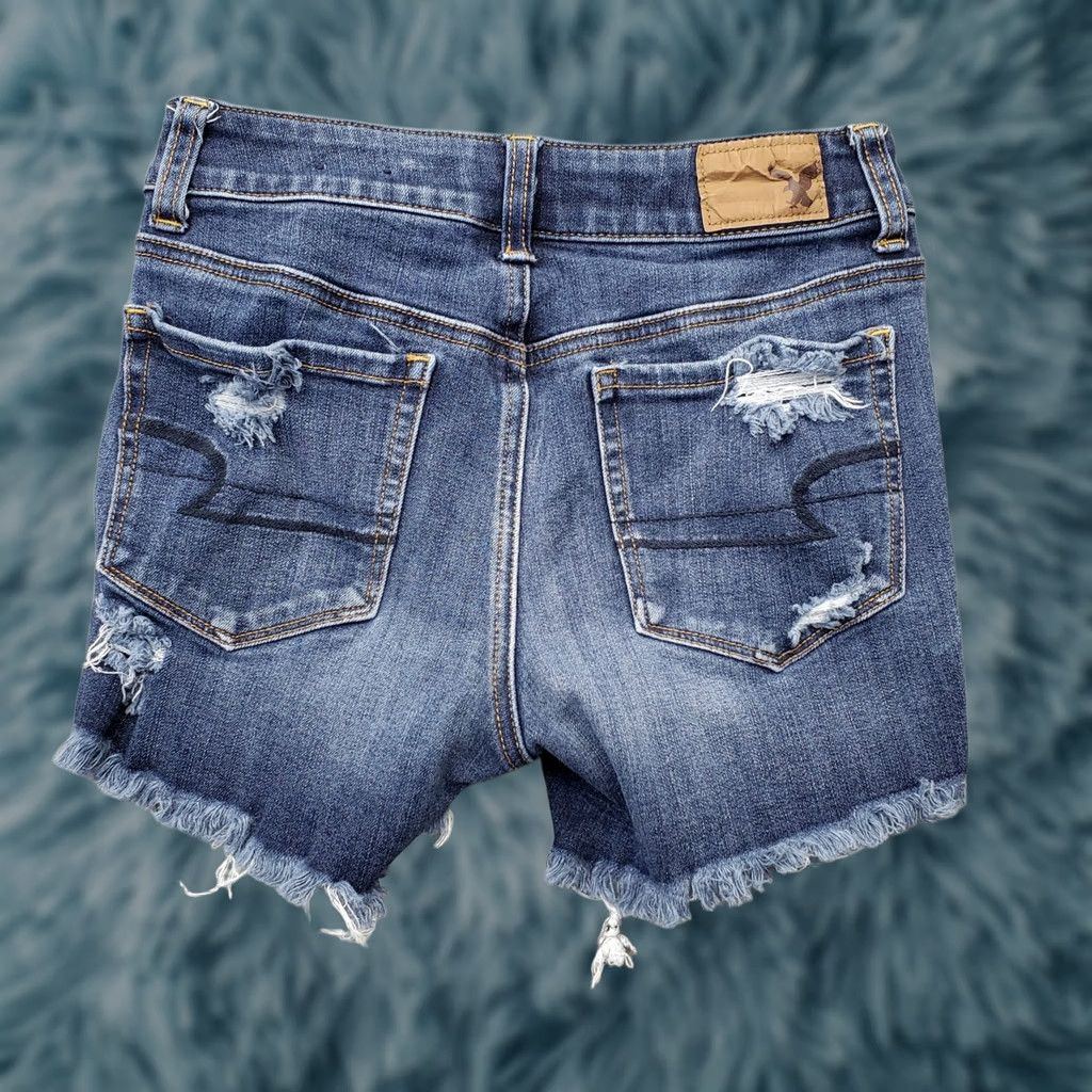 American Eagle Outfitters VINTAGE American Eagle Outfitters Shorts Women Size 00 Blue Denim High Rise Distressed Size 24" / US 00 / IT 34 - 1 Thumbnail