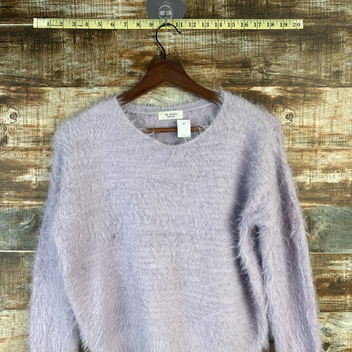 Japanese Brand DL Te Chichi Purple Fur shaggy mohair Knitwear #C1083 Size S / US 4 / IT 40 - 2 Thumbnail