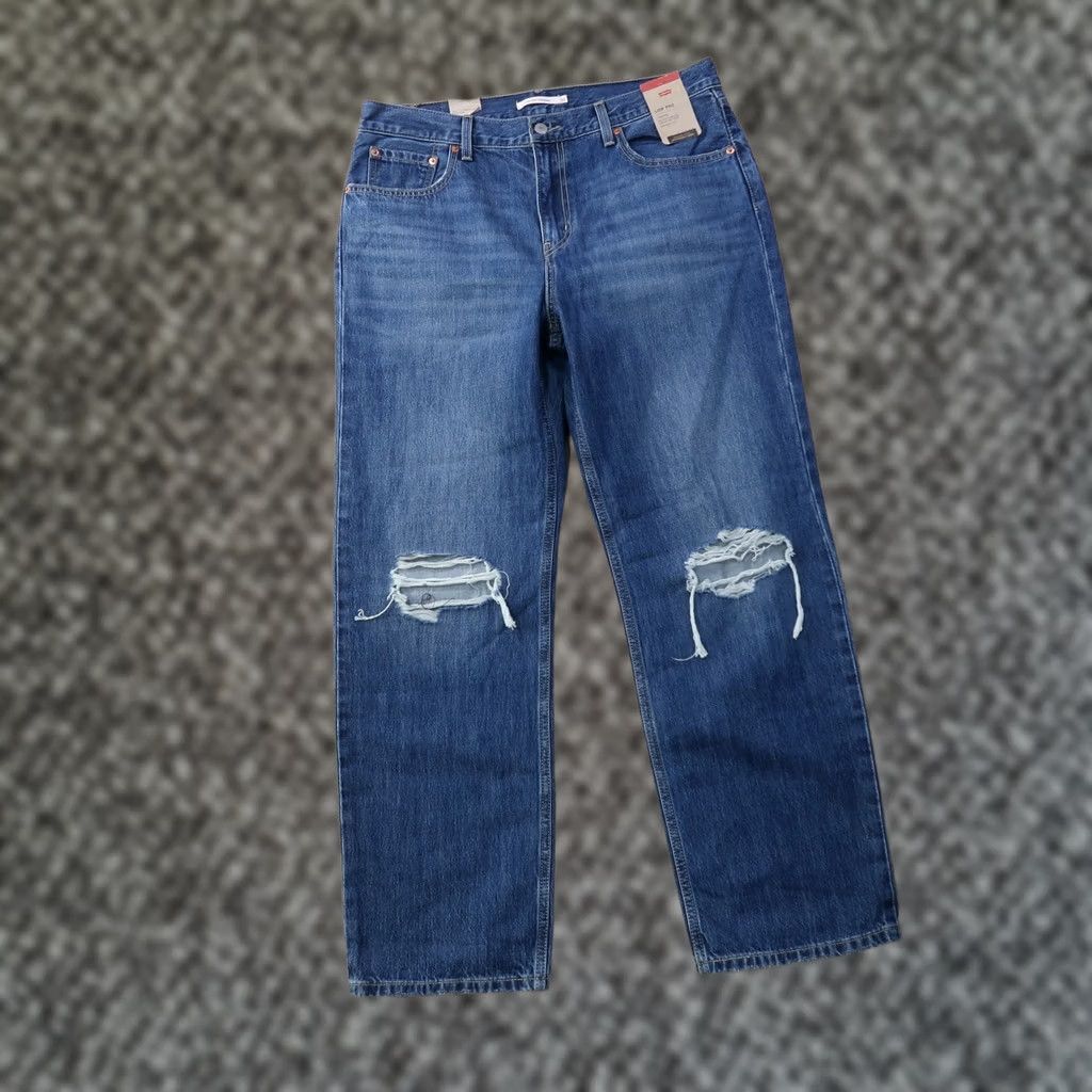 Levi's Levi's Low Pro Straight Jeans Women's 32 Blue Distressed Denim NEW Size 24" / US 00 / IT 34 - 1 Thumbnail