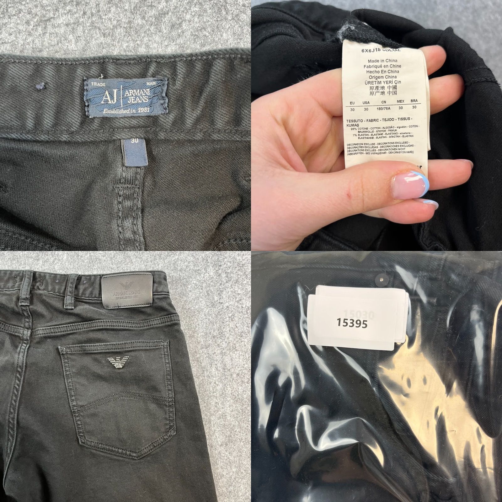 Vintage Armani Jeans Jeans Slim Dark Wash Men 30 Regular 32 Inseam Black Stretch Zip Fly Size US 30 / EU 46 - 8 Thumbnail