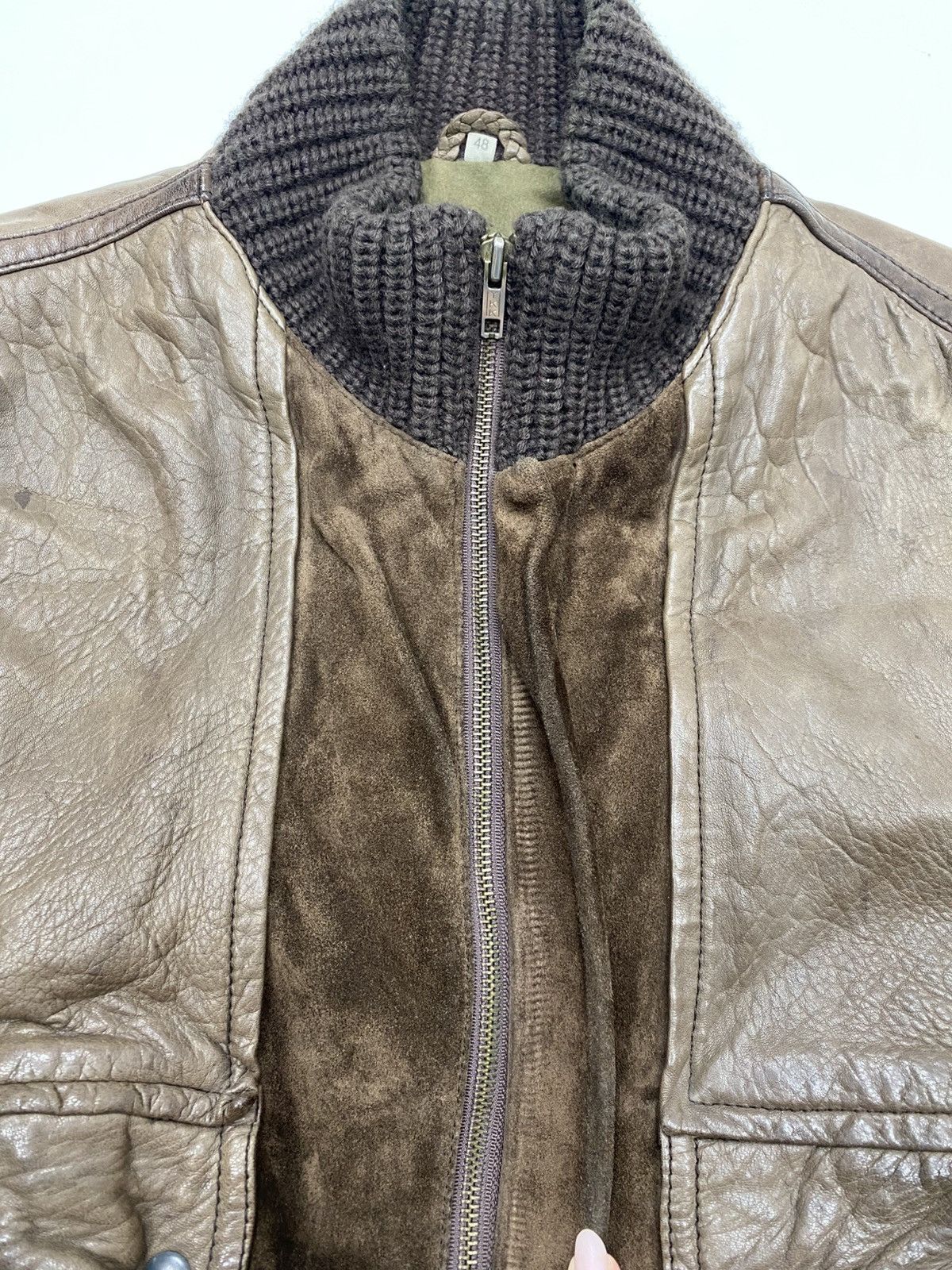Vintage Dressco Brown 48 Vintage Leather Wool Jacket for Men Size US M / EU 48-50 / 2 - 10 Thumbnail
