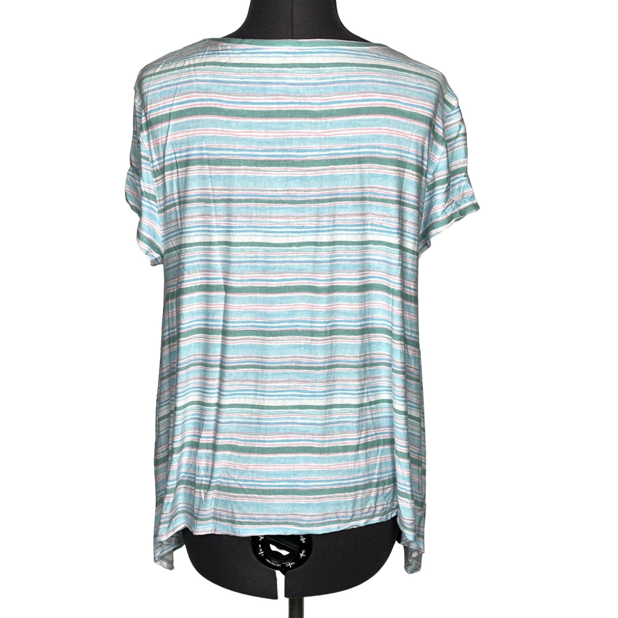 Orvis Orvis Women's Short-Sleeve Striped Top T-Shirt Asymmetrical Size S / US 4 / IT 40 - 5 Thumbnail