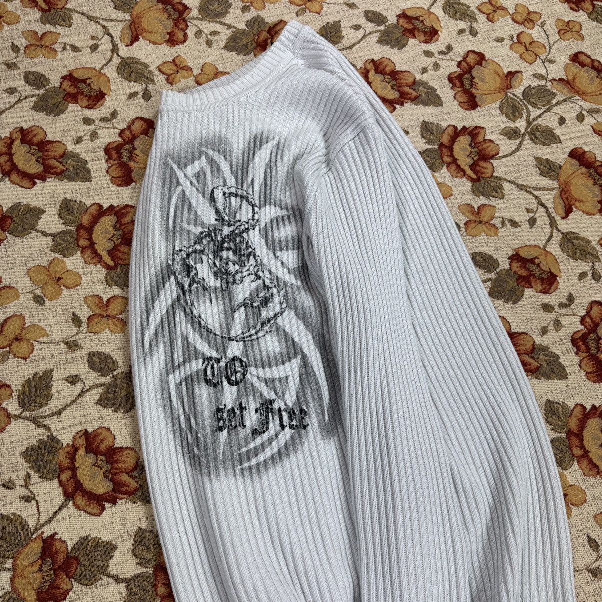 Japanese Brand Japanese Scorpion print 3D Knit White y2k tribal swag drip Size US L / EU 52-54 / 3 - 3 Thumbnail