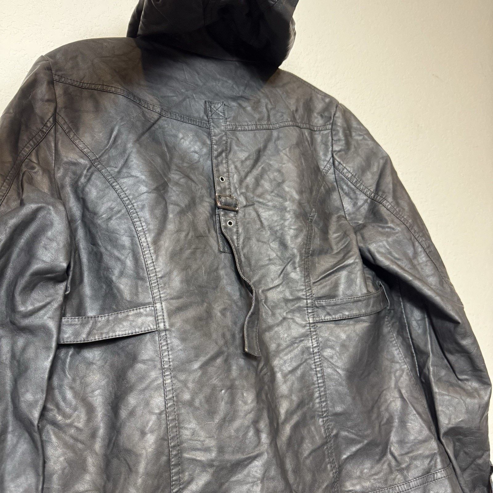 Other MontanaCo Faux Black Leather Hooded Jacket Buckle Women’s M Size M / US 6-8 / IT 42-44 - 13 Thumbnail