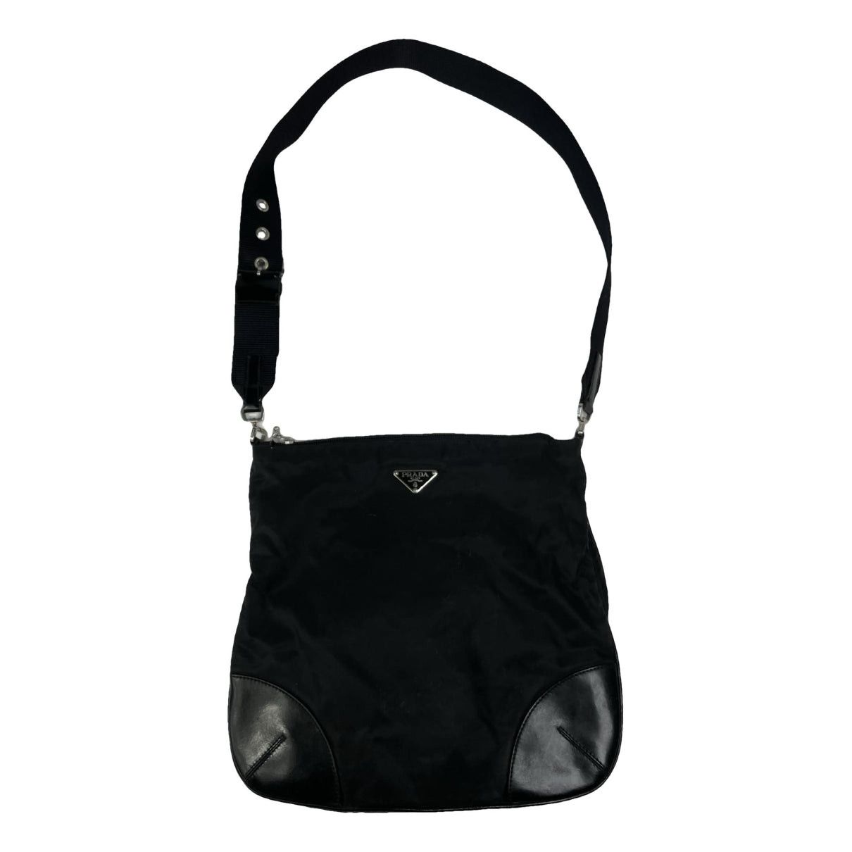 Re-Edition 2000 Double Zip Black Polyester Handbag