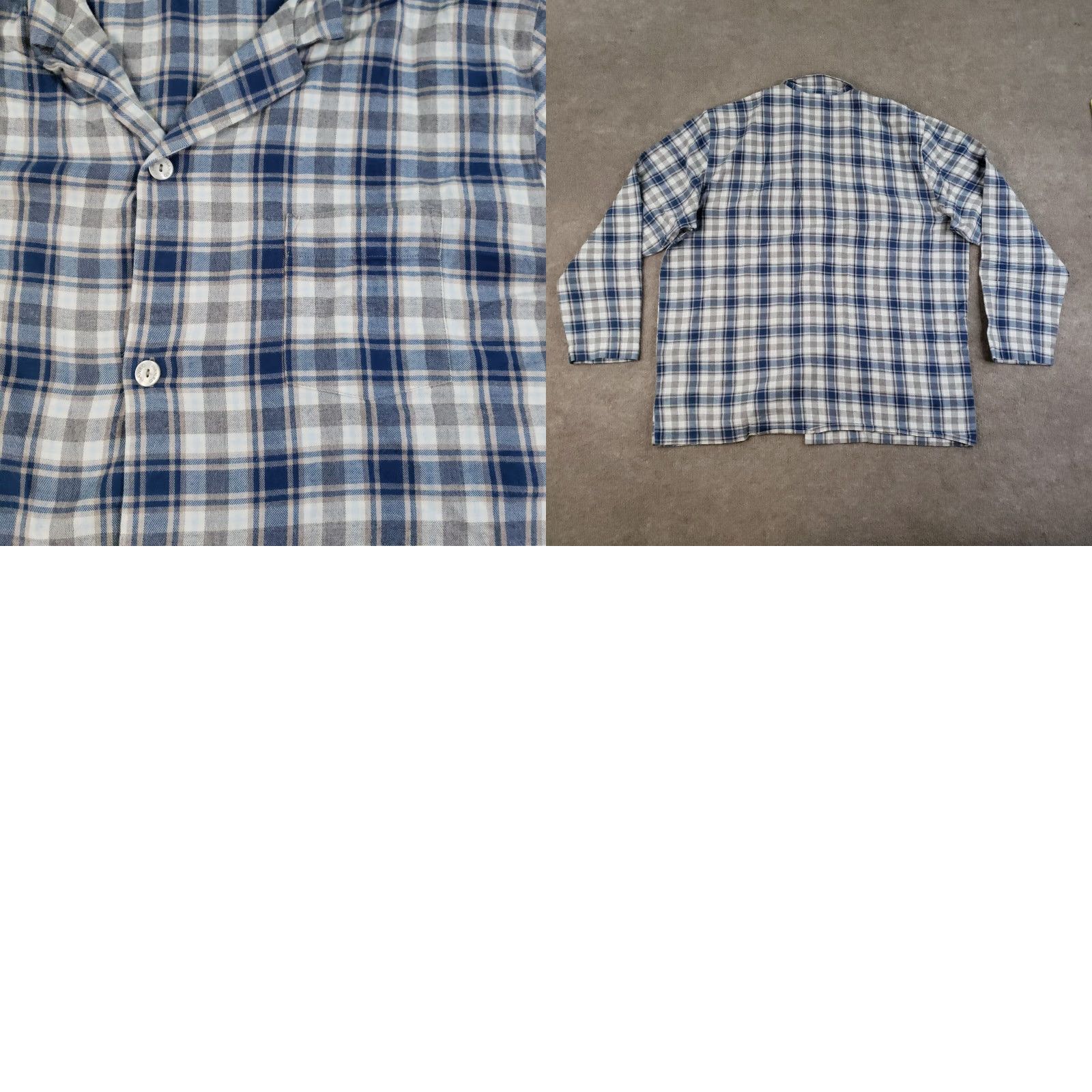 Hanro Hanro Plaid Pajama Shirt Womens XL Long Sleeve Button Up Casual Top Blue Gray Size XL / US 12-14 / IT 48-50 - 8 Thumbnail