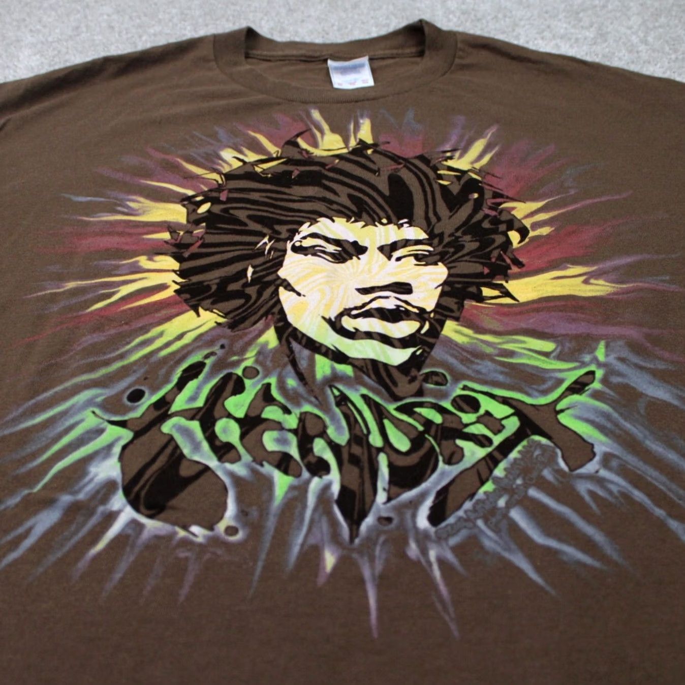 Vintage Jimi Hendrix Shirt Mens XL Brown Short Sleeve Tennessee River Band Music Rock Size US XL / EU 56 / 4 - 4 Thumbnail