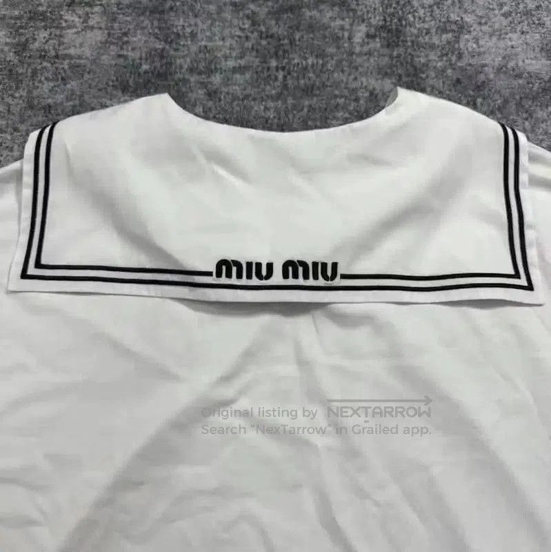 Miu Miu Miu Miu White Cotton Cropped T-Shirt . Size M / US 6-8 / IT 42-44 - 3 Thumbnail