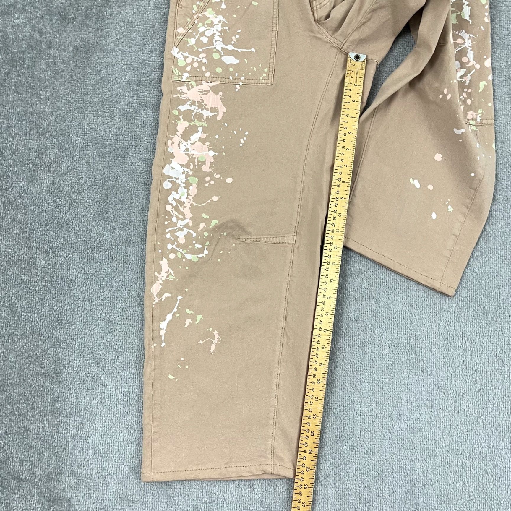 Vintage Pilcro Millie Low Slung Barrel Pants Womens 29 Brown Paint Splatter Modern Art Size 29" - 5 Thumbnail
