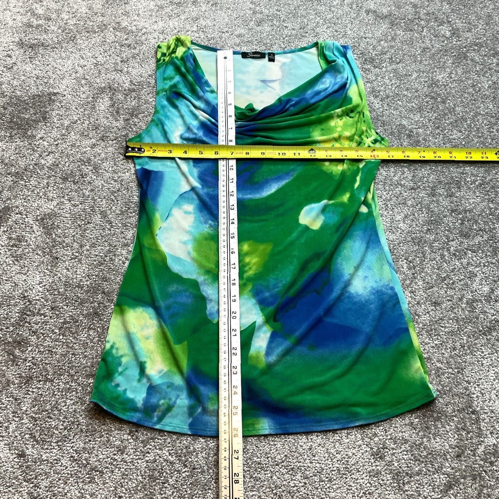 Vintage Strazzi Tank Top Blouse Womens Small Blue Gren Tie Dye Stretch Sleeveless Ladies Size S / US 4 / IT 40 - 4 Thumbnail