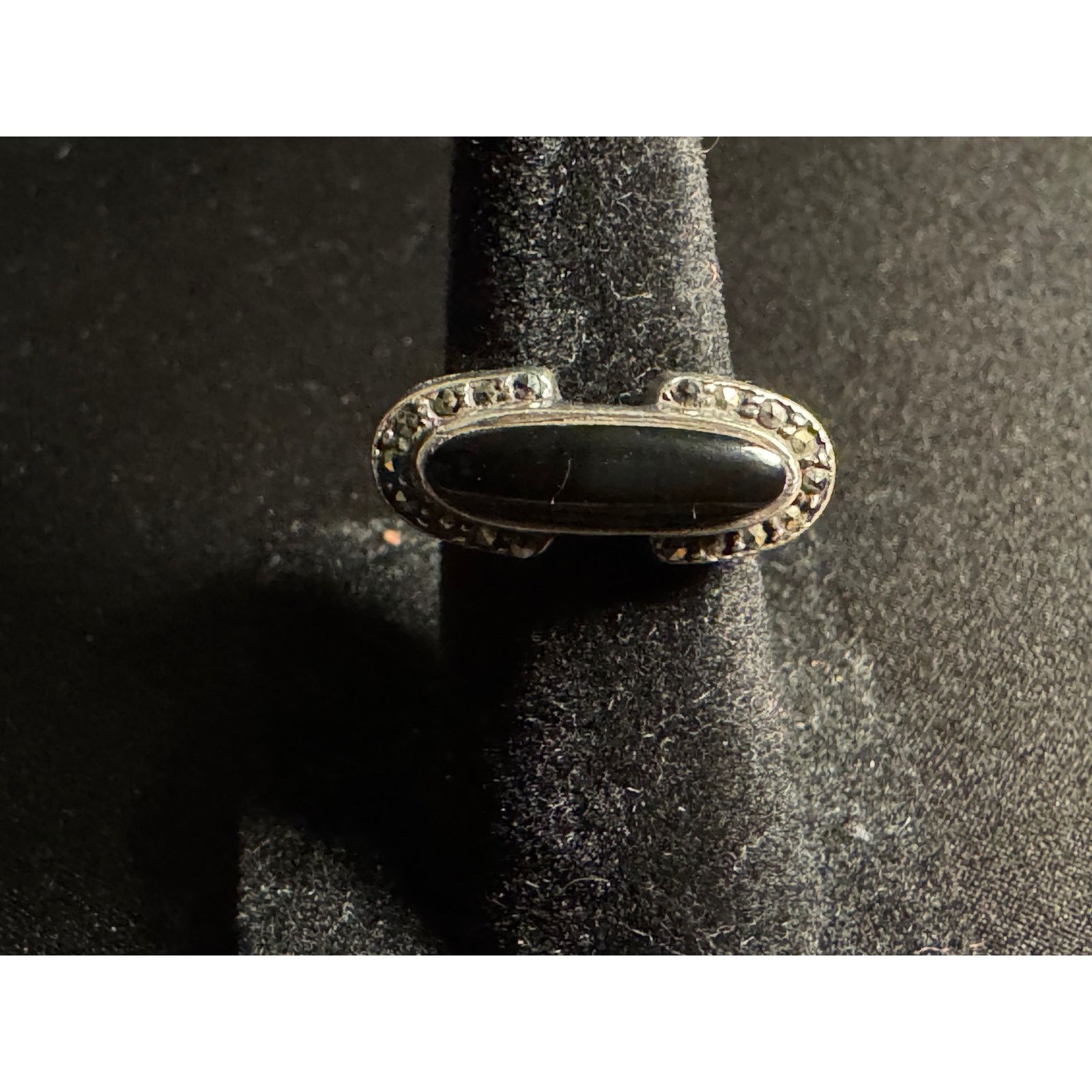 Other 925 Sterling Silver Onyx & Marcasites Ring Size 5 Size ONE SIZE - 2 Thumbnail