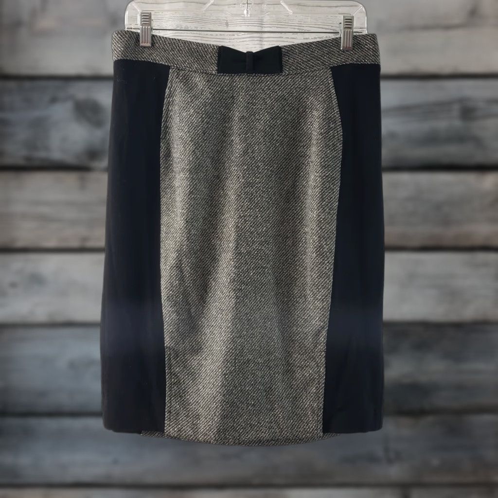 Vintage Yoana Baraschi Womens Skirt Sz 10 Black Wool Blend Pencil Knee Length Zip Size 32" / US 10 / IT 46 - 1 Thumbnail