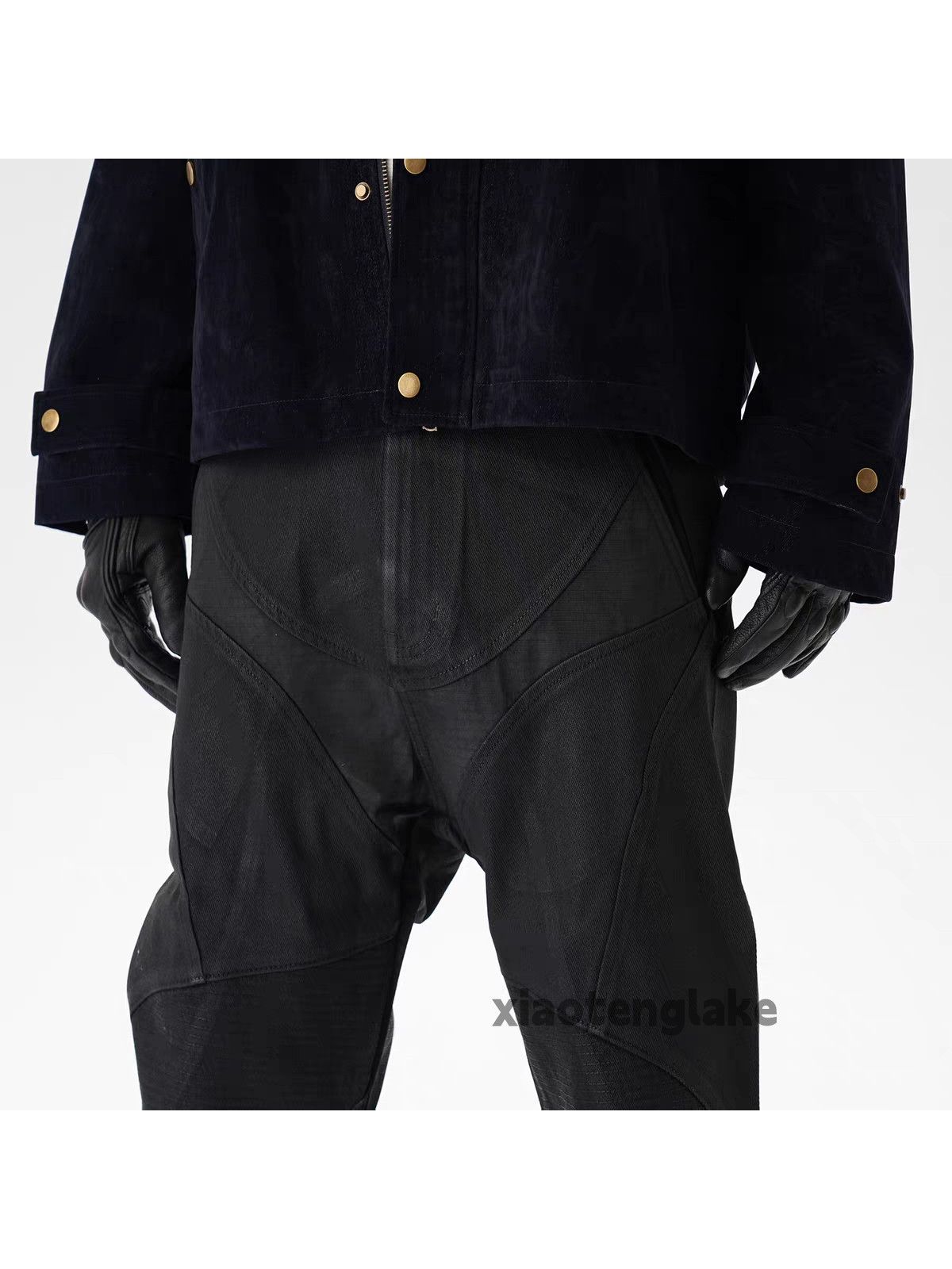 Jean xtl wax coated punk grunge patchwork motorcycle jeans Size US 34 / EU 50 - 3 Thumbnail