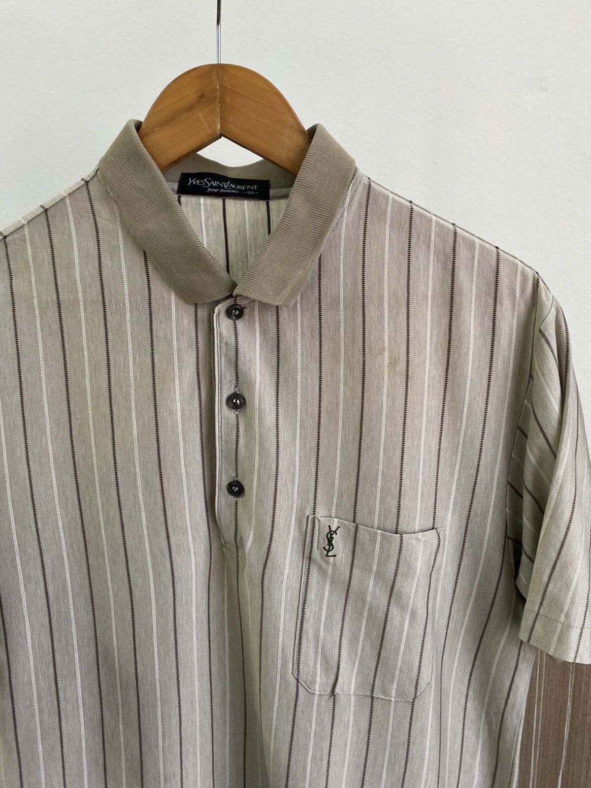 Yves Saint Laurent 🔥 VINTAGE Yves Saint Laurent Pour Homme Polo Colar Shirt 🔥 Size US M / EU 48-50 / 2 - 5 Thumbnail