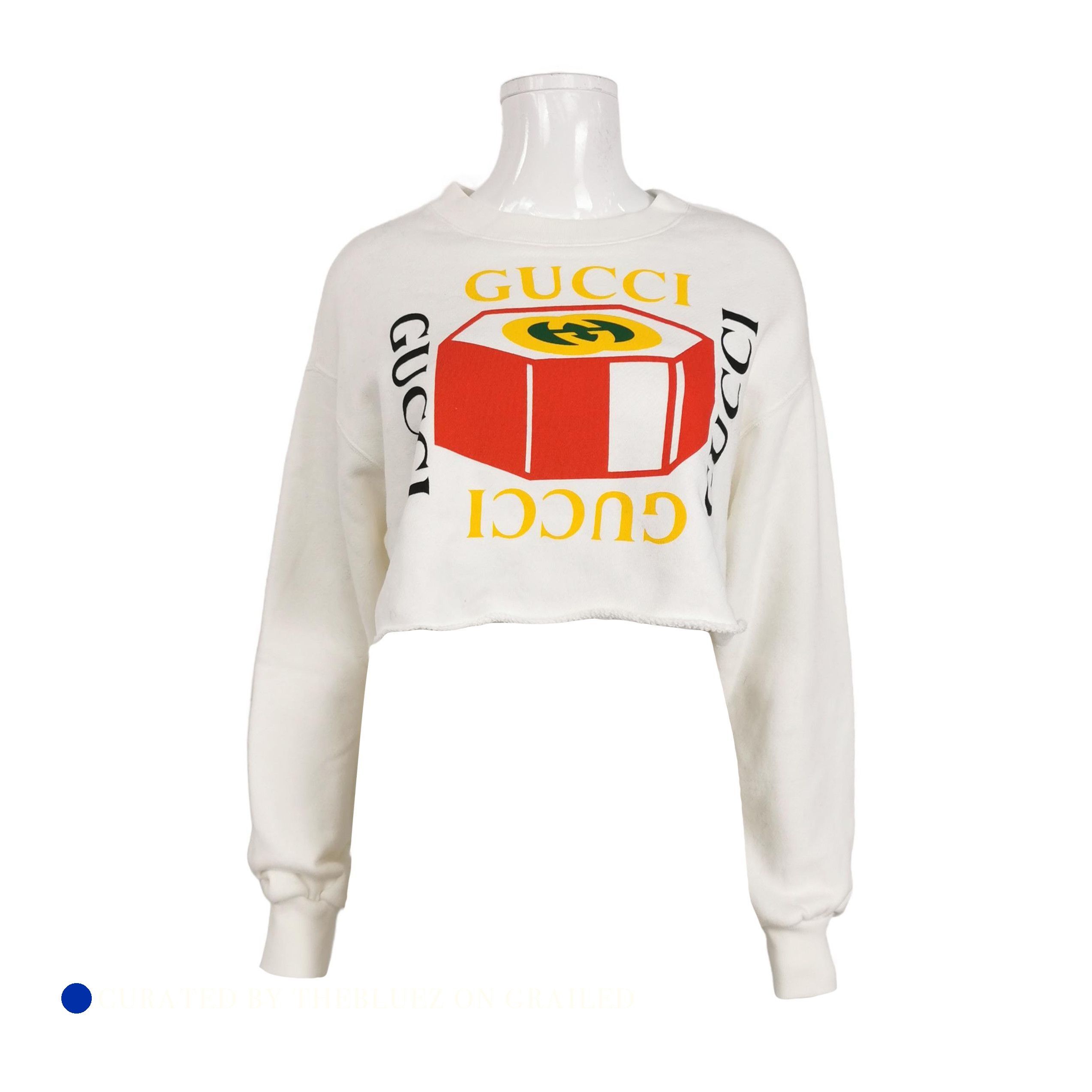 Gucci Stylish White Logo Sweatshirt in XXS Size US XXS / EU 40 - 1 Thumbnail