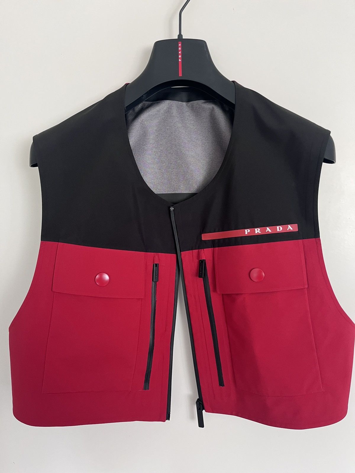 image of Prada Extreme Tex Cropped Vest in Red, Men's (Size Medium)