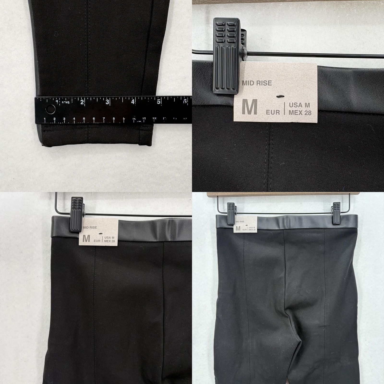 Zara Zara Trafaluc Pants Womens Medium Black Mid Rise Faux Leather Trim Leggings NWT Size 32" / US 10 / IT 46 - 9 Thumbnail