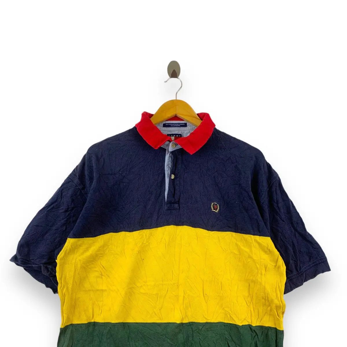 Tommy Hilfiger Vintage TOMMY HILFIGER USA Cookie Logo Striped Polo Tee Size US XL / EU 56 / 4 - 2 Thumbnail