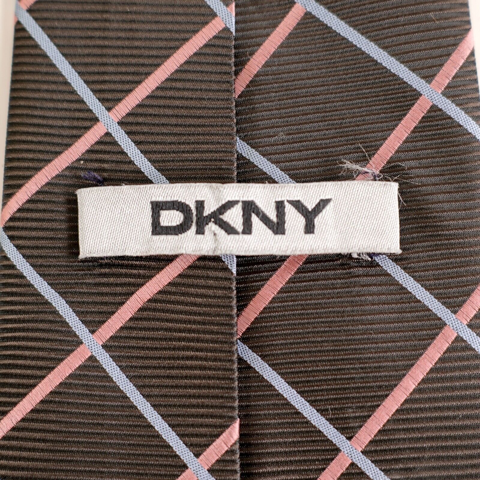 DKNY Dkny Brown W/ Pink Blue Plaid Woven Polyester Tie Size ONE SIZE - 3 Thumbnail