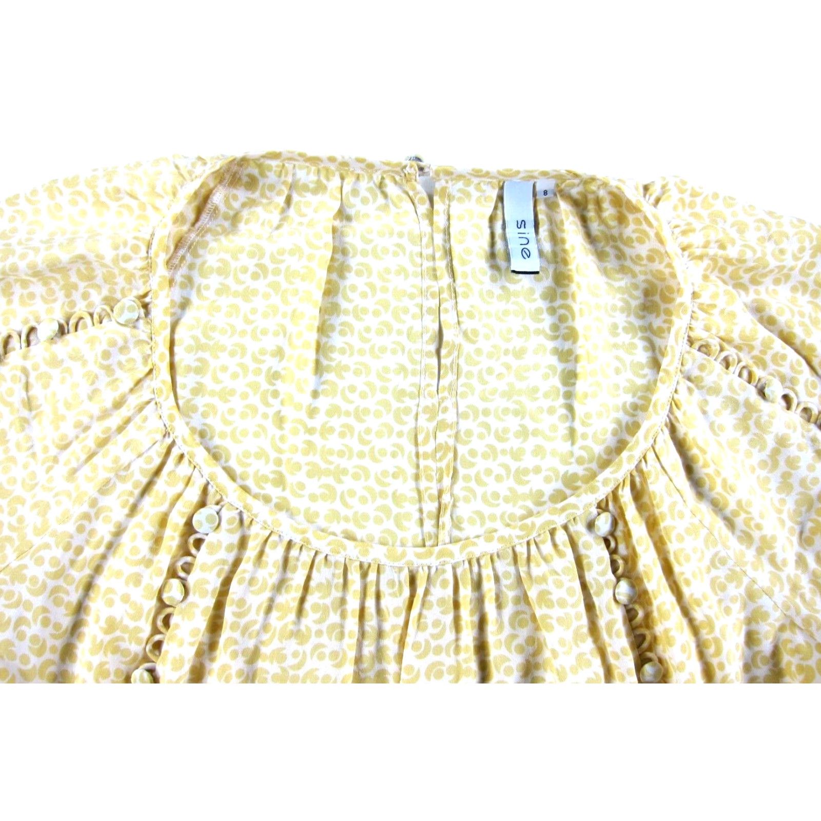 Anthropologie SINE Anthropologie 100% Silk Yellow Polka Dot Button Short Sleeve Blouse Woman 8 Size M / US 6-8 / IT 42-44 - 4 Thumbnail