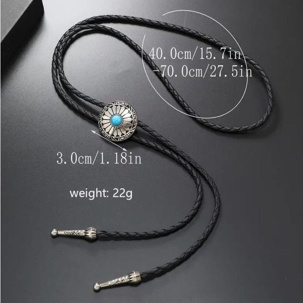 Other Turquoise Stone Small Round Concho Bolo Tie Mens Casual Size ONE SIZE - 5 Thumbnail
