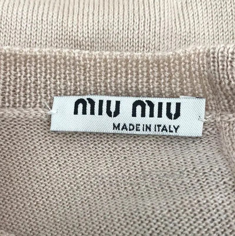 Miu Miu Miu Miu Beige Wool Women's T-Shirt . Size M / US 6-8 / IT 42-44 - 5 Thumbnail